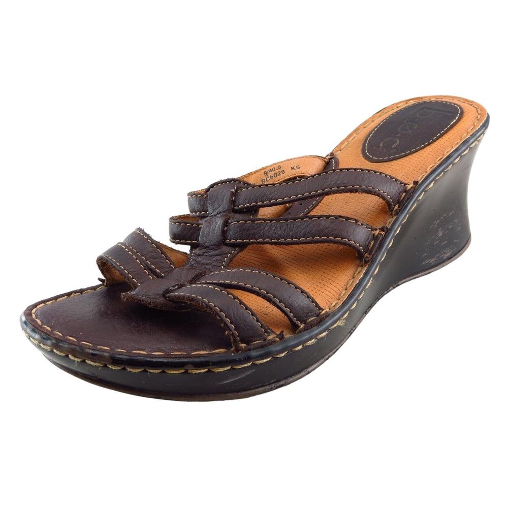 B.O.C. Slides Brown Leather Women Shoes Size 9‎ Medium